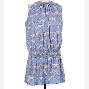 Bishop + Young Mini Dress – Bird Print, Lilac Blue, Size Small